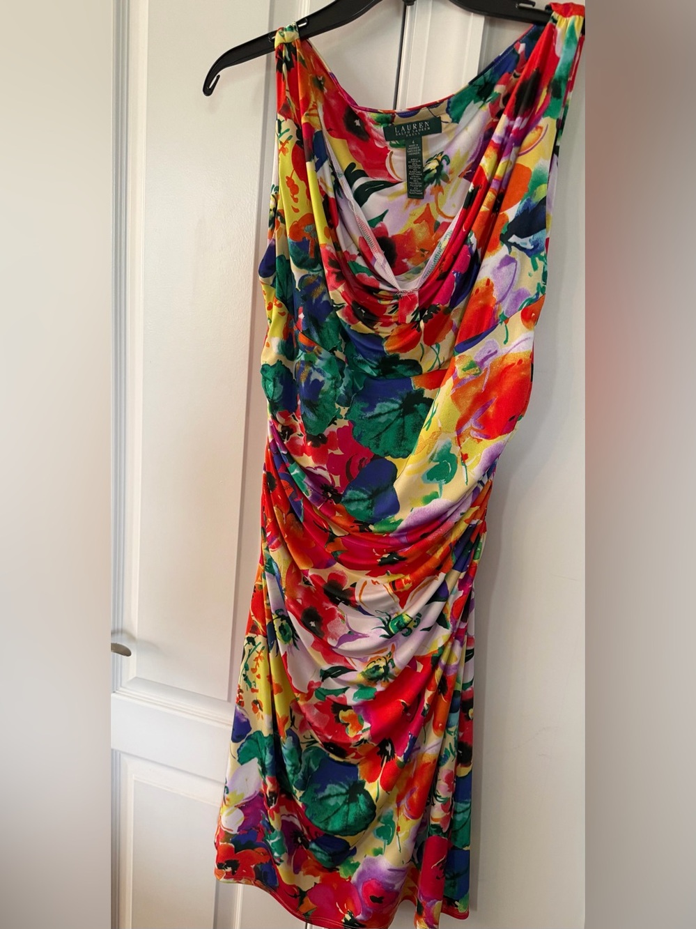 Ralph Lauren Multicolor Floral Cowl Neck Mini Dress